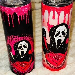 Scream Themed Pink and Black Tumblers